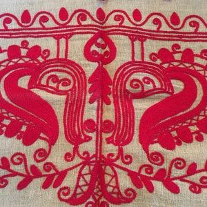 🪢 Boho Embroidered Burlap Wall Hanging